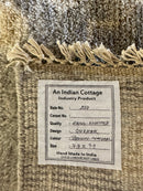 Raven 7.9x9.9 Brown and Natural Hand-Knotted Oushak Rug