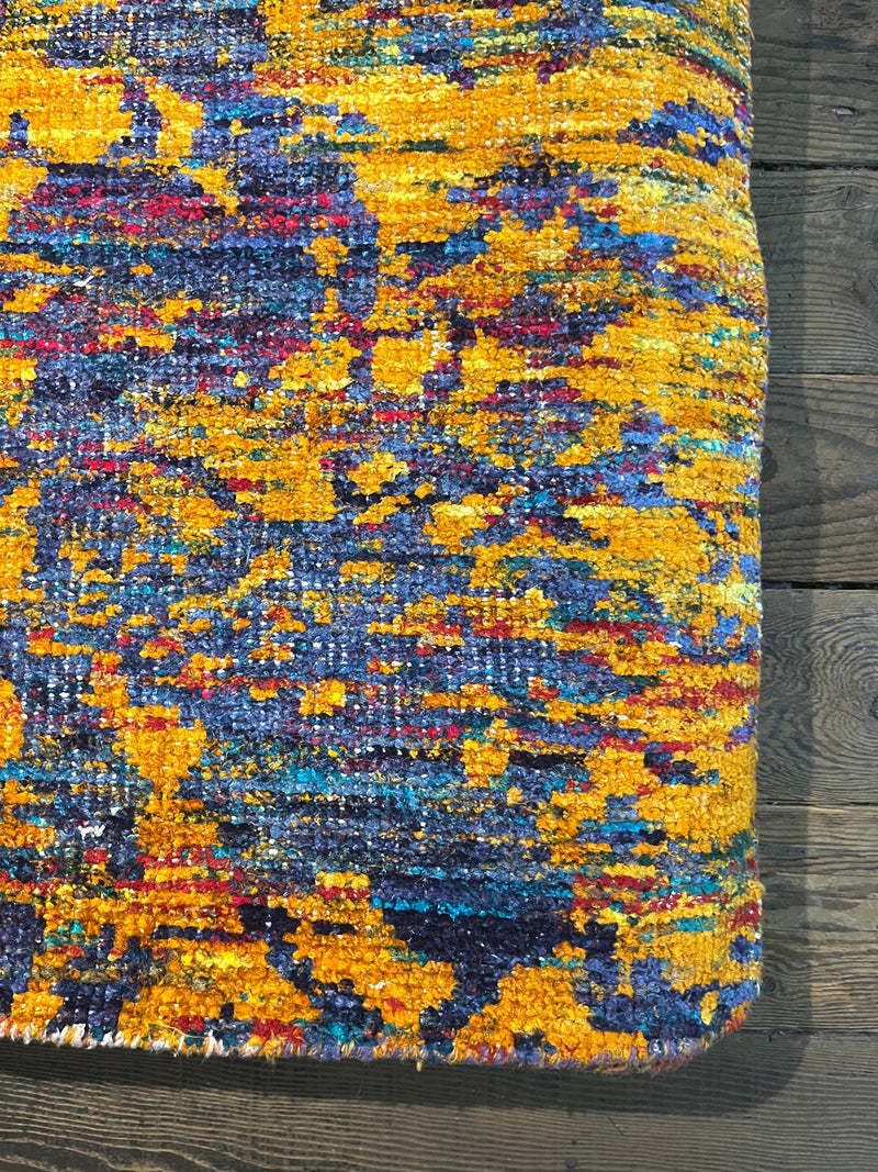 Alba 5.3x7.6 Hand-Knotted Blue and Yellow Ikat Rug | Banana Manor Rug Company