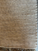Hulka Handwoven 8.3x10.3 White and Natural Striped Jute & Wool Rug CLEARANCE