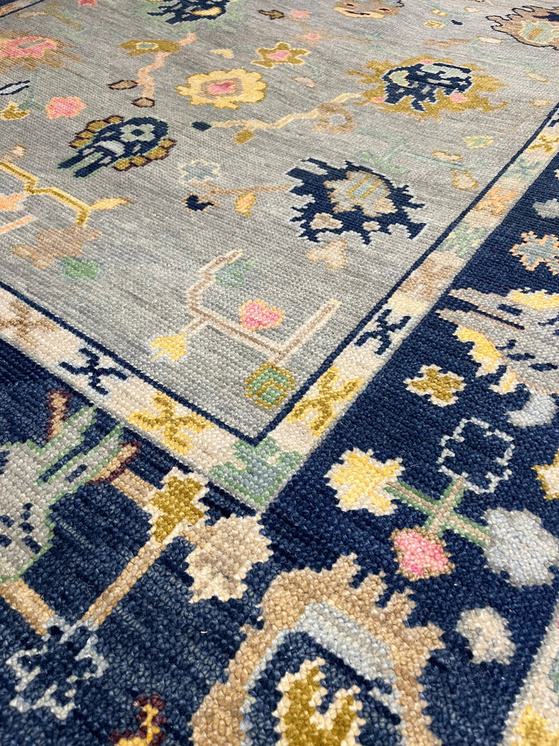 Julianna Sazia 5x7 Blue and Grey Hand-Knotted Oushak Rug | Banana Manor Rug Company