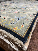 Jay 5x7 Light Grey and Blue Hand-Knotted Oushak Rug | Banana Manor Rug Company