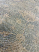 Olga Antonova 10x14 Hand-Knotted Oushak Rug Aqua and Silver