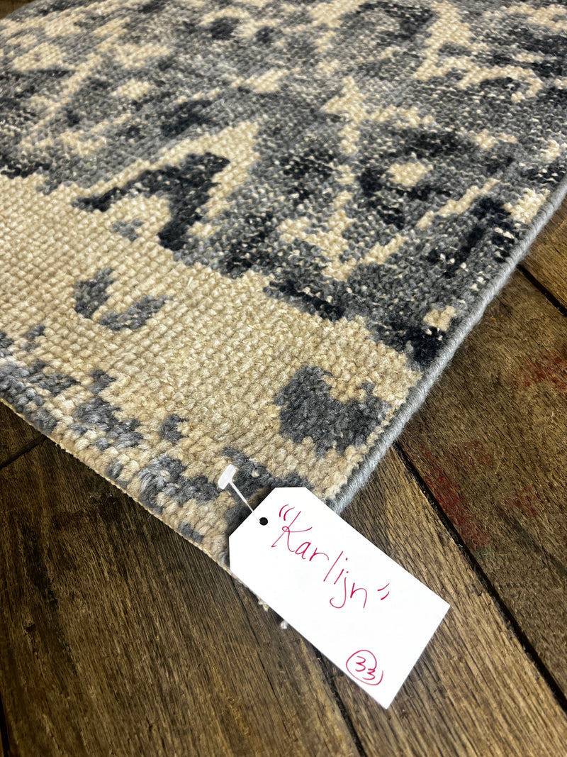 "Karlijn"Blue and Beige Hand-Knotted Oushak Sample 8x10 | Banana Manor Rug Company