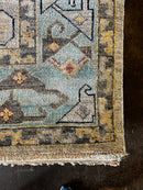 Pim Diffy 10x14 Blue and Beige Hand-Knotted Oushak Rug | Banana Manor Rug Company