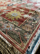 Lily 8x10 Rust and Green Hand-Knotted Oushak Rug | Banana Manor Rug Company