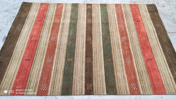 Abdelhak 5x7.9 Handwoven Striped Multi-Colored Rug | Banana Manor Rug Company