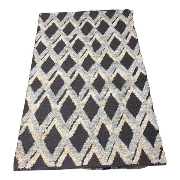 Abdelhak BM Handwoven Dhurri Pile 5 X 8 Black Ivory | Banana Manor Rug Factory Outlet