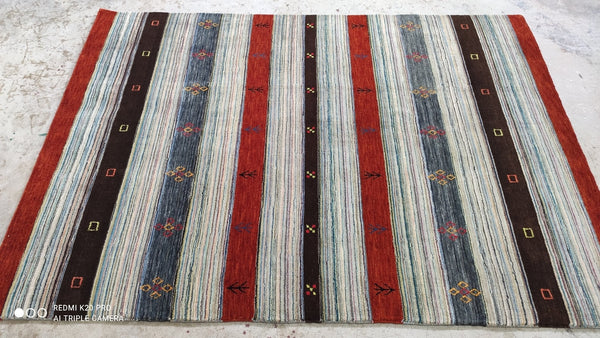 Abdelkadair 5x7 Handwoven Multi-Colored Striped Rug | Banana Manor Rug Company