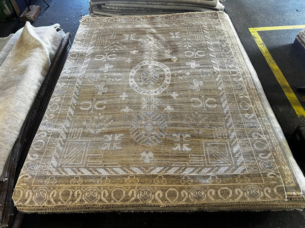 Adams 7.6x9.9 Beige and Natural Hand-Knotted Oushak Rug | Banana Manor Rug Factory Outlet