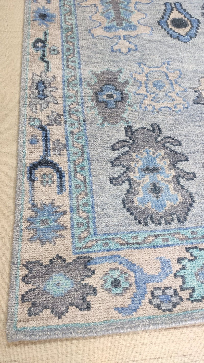 Adara 4x6 Light Blue Hand-Knotted Bamboo Silk Oushak Rug | Banana Manor Rug Company