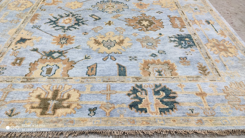 Addington Hand-Knotted 8x10 Light Blue Oushak | Banana Manor Rug Company