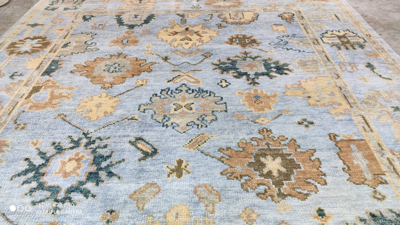 Addington Hand-Knotted 8x10 Light Blue Oushak | Banana Manor Rug Company