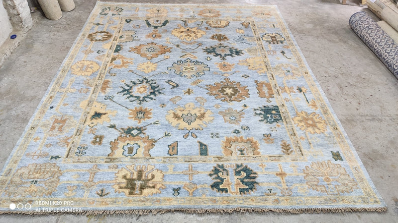 Addington Hand-Knotted 8x10 Light Blue Oushak | Banana Manor Rug Company