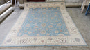 Adelina 8x10 Aqua and White Hand-Knotted Oushak Rug | Banana Manor Rug Company