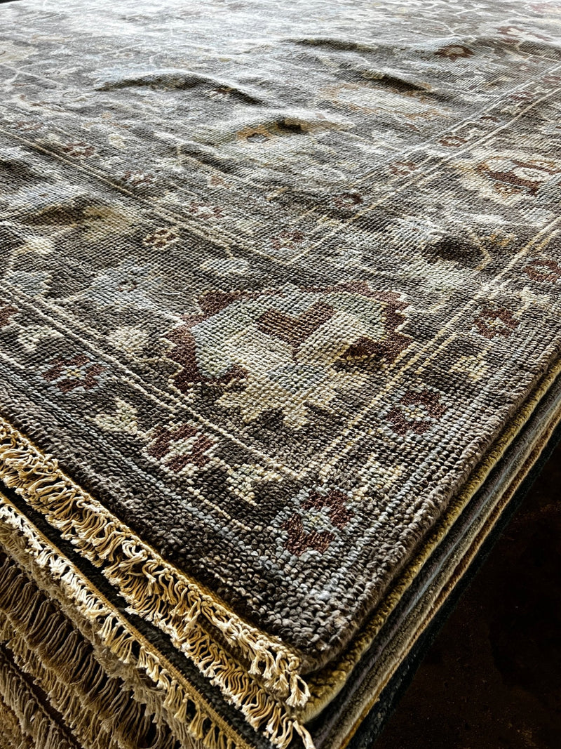 Agnes Kittelsen 9x12.3 Brown Hand-Knotted Oushak Rug | Banana Manor Rug Company