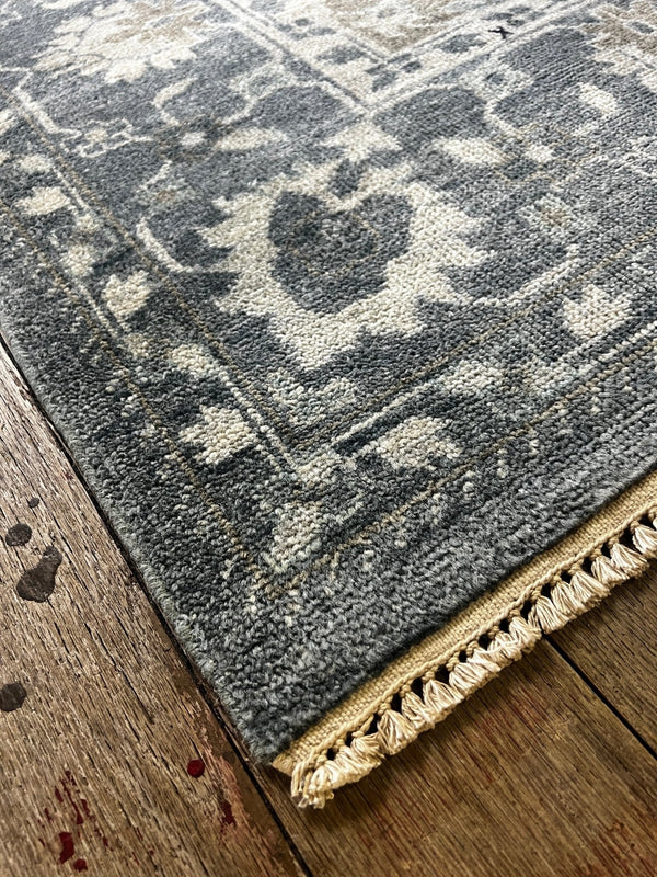 "Agneta" Dark Grey Hand-Knotted Oushak 8x10 | Banana Manor Rug Company