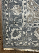 "Agneta" Dark Grey Hand-Knotted Oushak 8x10 | Banana Manor Rug Company