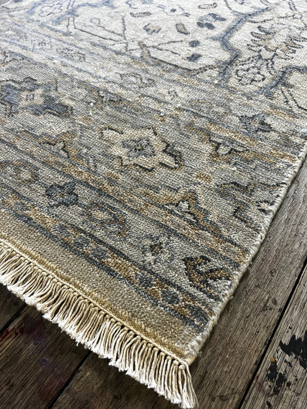 "Alair" Dark Grey and Beige Hand-Knotted Oushak 8x10 | Banana Manor Rug Company