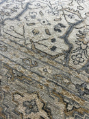 "Alair" Dark Grey and Beige Hand-Knotted Oushak 8x10 | Banana Manor Rug Company