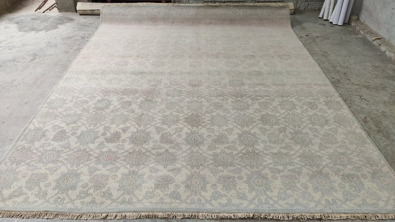 Alexa 9x12 Beige and Grey Hand-Knotted Oushak Rug | Banana Manor Rug Company