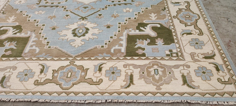 Alexa Hampton Blue and Ivory Hand-Knotted Oushak Rug 8x10 | Banana Manor Rug Company