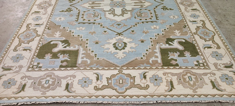 Alexa Hampton Blue and Ivory Hand-Knotted Oushak Rug 8x10 | Banana Manor Rug Company