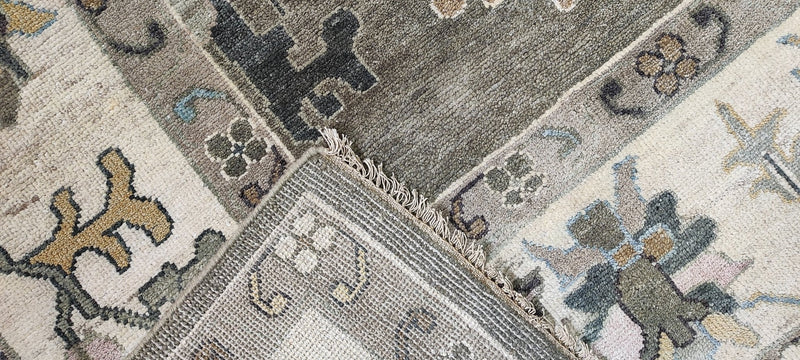 Alexandra Champalimaud 9.9x13.9 Brown and Ivory Hand-Knotted Oushak Rug | Banana Manor Rug Company