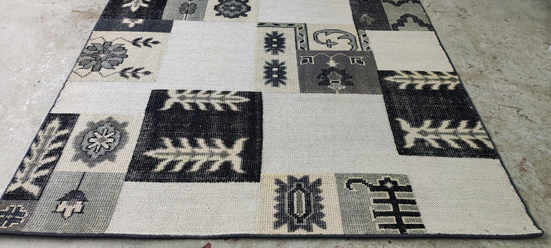 Alexis Cottrell Black and White Hand-Knotted Patch Weave Rug 6x9 | Banana Manor Rug Company