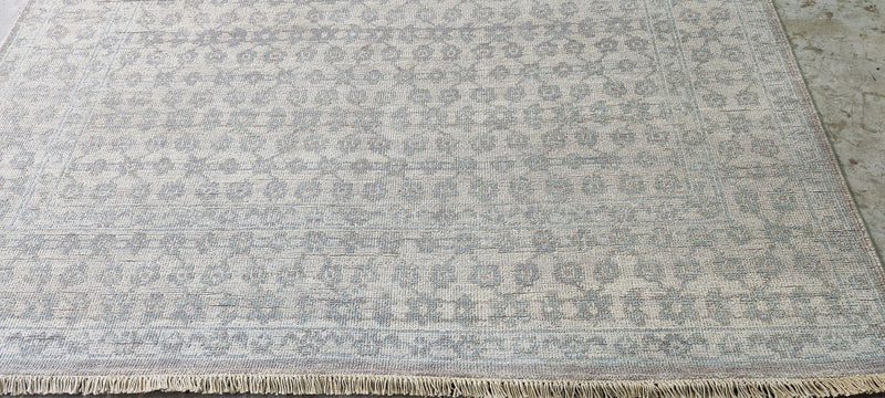 Alexis Pearl Silver and Grey Hand-Knotted Lichi Rug 6x9 | Banana Manor Rug Company