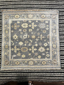 Alice Cottrell Silver and Grey Hand-Knotted Oushak Rug 3x3 | Banana Manor Rug Company