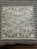 Alice Cottrell Silver and Grey Hand-Knotted Oushak Rug 3x3 | Banana Manor Rug Company