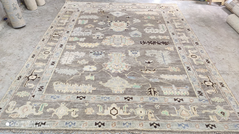 Alicia 8X10.3 Hand-Knotted Light Brown Oushak | Banana Manor Rug Company