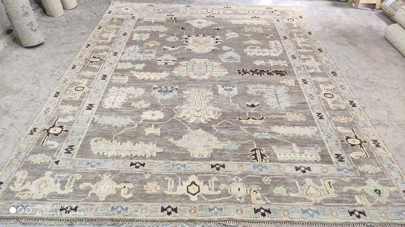 Alicia 8X10.3 Hand-Knotted Light Brown Oushak | Banana Manor Rug Company