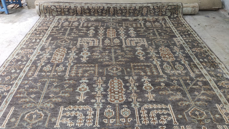 Ally Dawson 9x12 Brown Hand-Knotted Oushak Rug | Banana Manor Rug Company