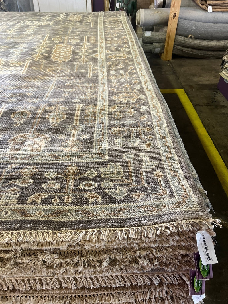 Ally Dawson 9x12 Brown Hand-Knotted Oushak Rug | Banana Manor Rug Factory Outlet