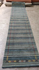 Alvin 2.9x11.6 Blue Striped Handwoven Runner | Banana Manor Rug Company