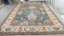 Alyssa 10x13.9 Hand-Knotted Blue and Cream Oushak Rug | Banana Manor Rug Company