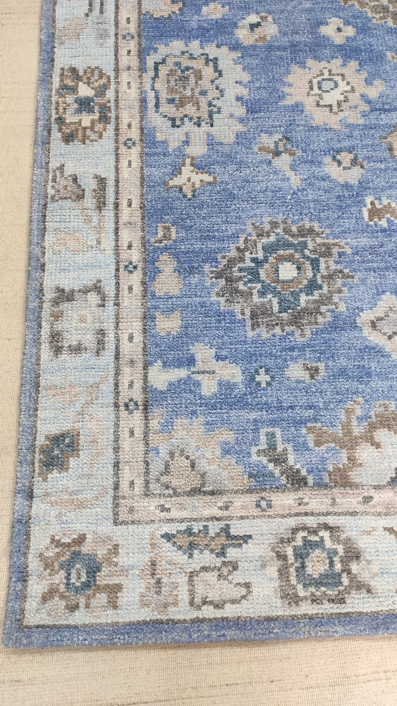 Amara 4x6 Light Blue Bamboo Silk Oushak Rug | Banana Manor Rug Company