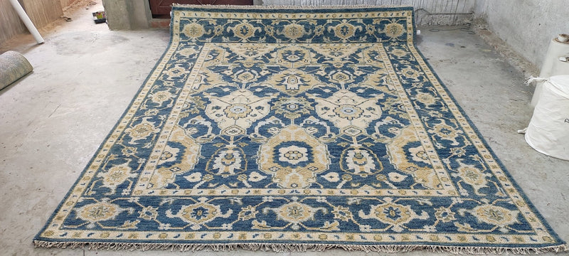 Amber Lewis Dark Green and Grey Hand-Knotted Oushak Rug 8x10 | Banana Manor Rug Company