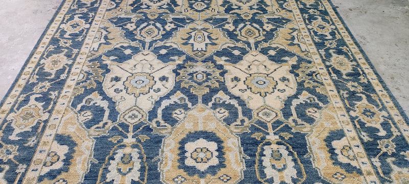 Amber Lewis Dark Green and Grey Hand-Knotted Oushak Rug 8x10 | Banana Manor Rug Company