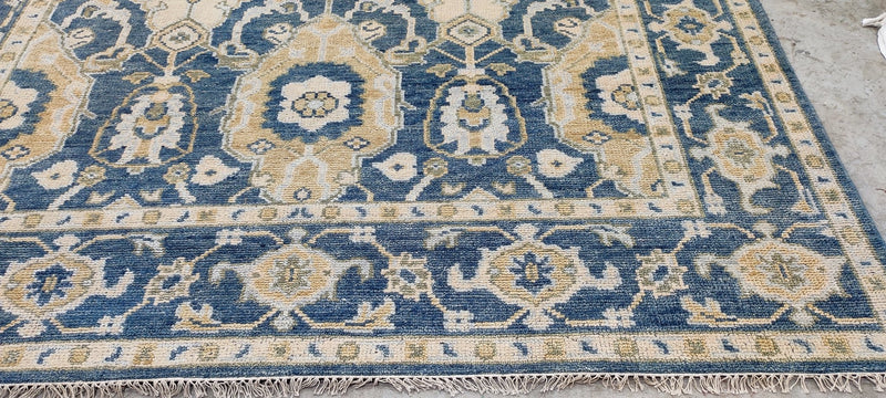 Amber Lewis Dark Green and Grey Hand-Knotted Oushak Rug 8x10 | Banana Manor Rug Company