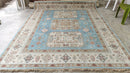 Ambra 8x10 Blue and Beige Hand-Knotted Oushak Rug | Banana Manor Rug Company