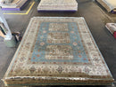 Ambra 8x10 Blue and Beige Hand-Knotted Oushak Rug | Banana Manor Rug Company