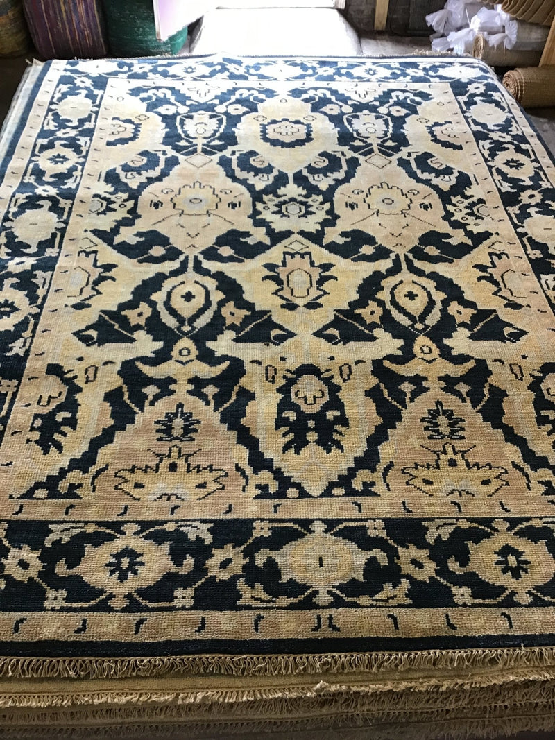 Ameya 9x12 Dark Green Hand-Knotted Oushak Rug | Banana Manor Rug Company