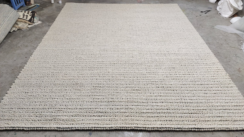 Amiko 8x10 White Handwoven Looped Rug | Banana Manor Rug Company