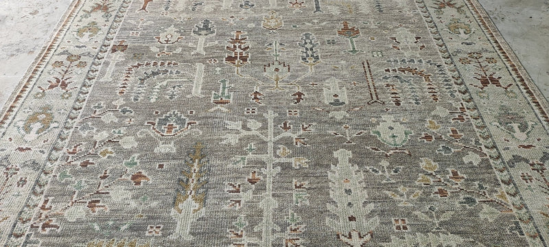 Amrita Acharia 8x10 Light Brown and Light Green Hand-Knotted Oushak Rug | Banana Manor Rug Company