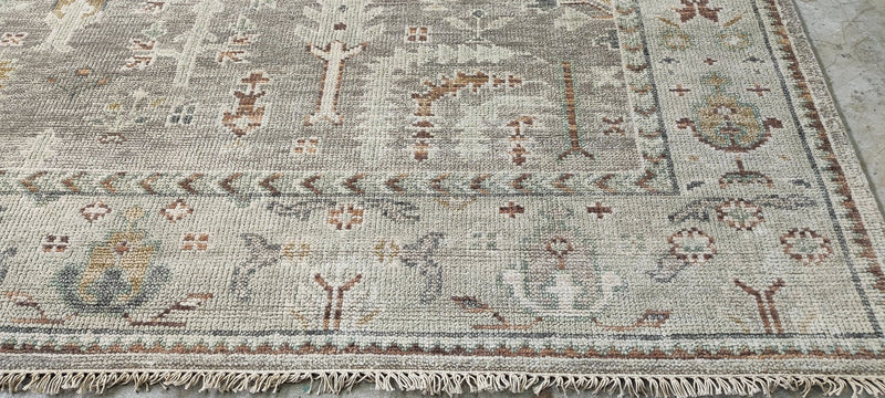 Amrita Acharia 8x10 Light Brown and Light Green Hand-Knotted Oushak Rug | Banana Manor Rug Company