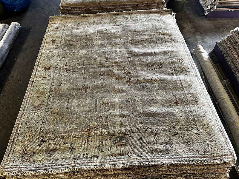 Amrita Acharia 8x10 Light Brown and Light Green Hand-Knotted Oushak Rug | Banana Manor Rug Company
