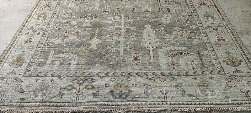 Amrita Acharia 8x10 Light Brown and Light Green Hand-Knotted Oushak Rug | Banana Manor Rug Company