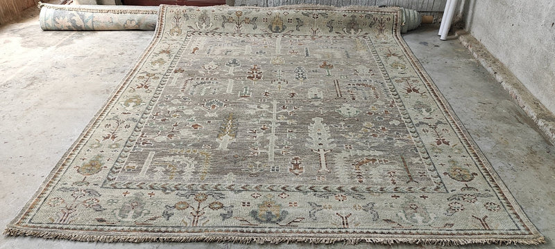 Amrita Acharia 8x10 Light Brown and Light Green Hand-Knotted Oushak Rug | Banana Manor Rug Company